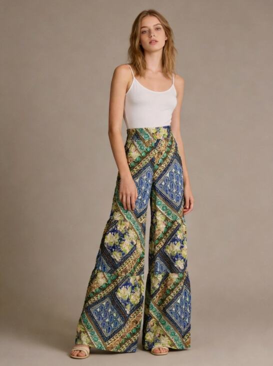 Johnny Was Pants - Johnny Was Riviera Tiered Pants Women's 3X Bohemian Hippie California Floral